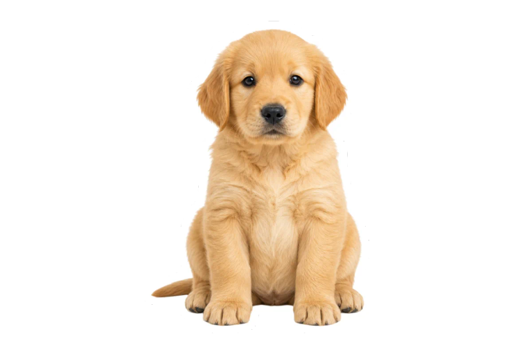 The same puppy cut out by AwaCut and given a white die-cut border, the way a printed sticker is made, on a transparent background
